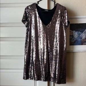 Lulus Sequin Dress in Shimmering Silver